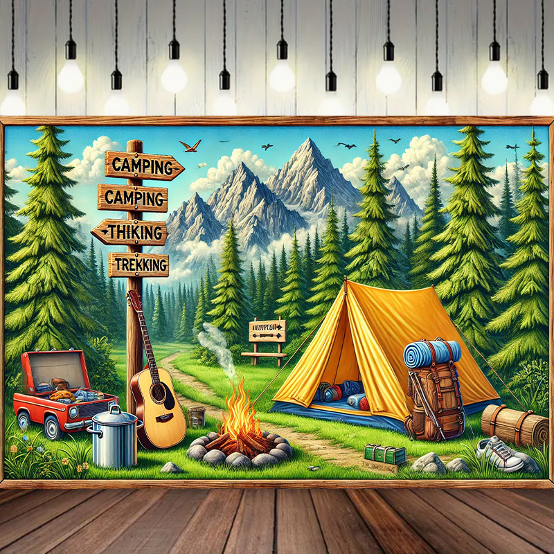 1 latar belakang berkemah dan  - Outdoor Adventure Birthday Party ulasan dan harga